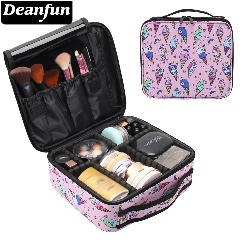 

Deanfun Makeup Case Rainbow Ice Cream Unicorn Water Resistant Colorful Multifunctional Cosmetic Bag Organizer Train Cases 16010