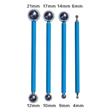 

4 size Stainless Steel Metal Ball Sugarcarft Fondant Cake Decorating For Polymer Clay Tableware Flower Decorating Making Tool