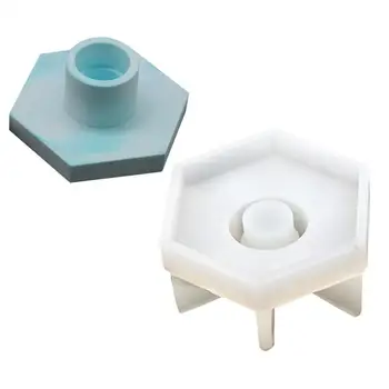 

Concrete Hexagon Candlestick Silicone Mold Decoration Home Bar Romantic Wedding Ornament Ement Plaster Marble Mold