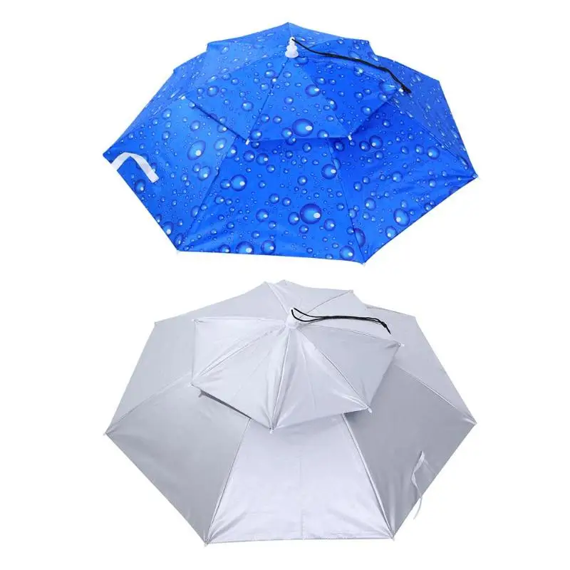 

Foldable Head Umbrella Hat Anti-Rain Outdoor Fishing Sun Shade Parasol Cap