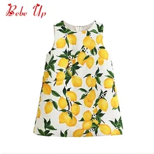 Toddler Girl Spring Party Dress Sleeveless Little Girl Fashion Lemon Print A-line Dress Children Autumn Fall Princess Clothing цена Toddler Girl Spring Party Dress Sleeveless Little Girl Fashion Lemon Print A-line Dress Children Autumn Fall Princess Clothing цены онлайн