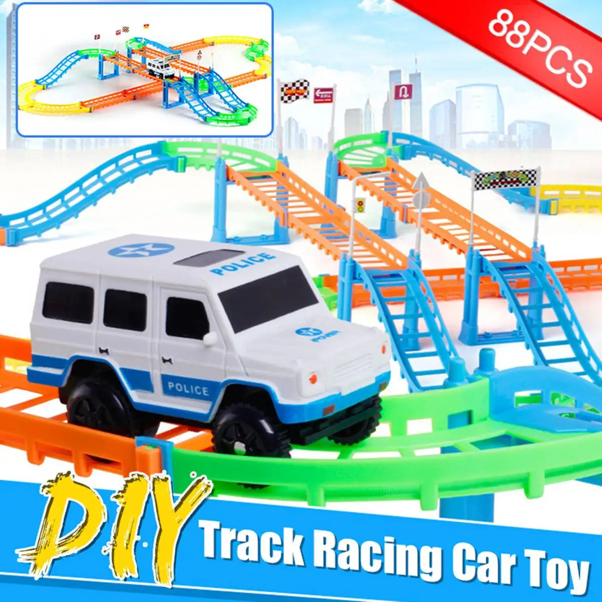 DIY двухслойные электрические гоночные игрушечный автомобильный трек Комплект ABS дети поезд дорожная модель игрушка гоночный Дорожный