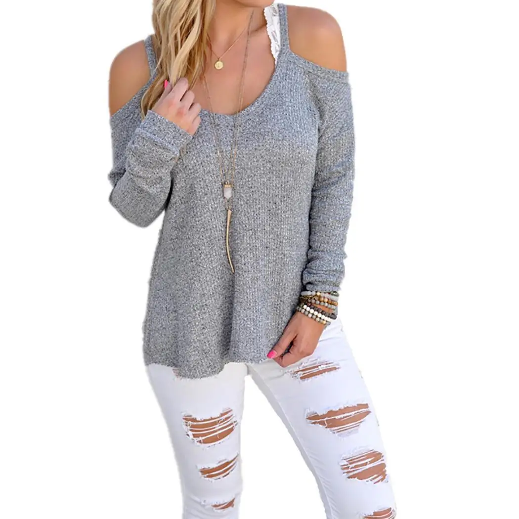 

New Fashion Women Casual Spaghetti Straps Regular fit, Pullover, Cold Shoulder Sexy None Solid Regular Blouse