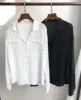 High Quality Silk 100% Notched Neck Blouse Top - 2019 Spring Summer Ladies White/Black Blouse Shirt 6