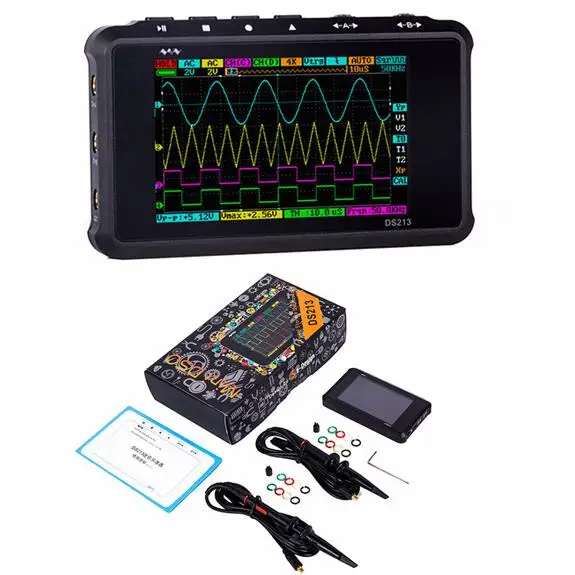 Портативный 4 канальный карманный цифровой осциллограф DS213 MINI DSO213 с