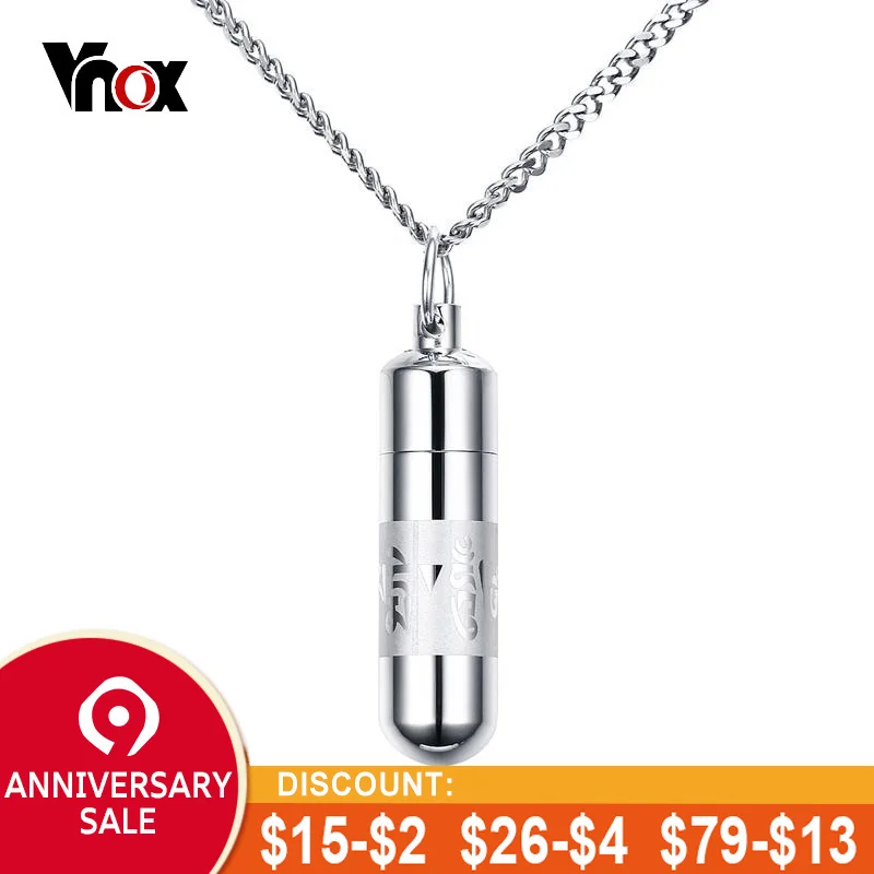 

Vnox Openable Pendant for Women Men Six Words of Mantra Matt Tibetan Prayer Couple Necklace 24" Chain Friendship Jewelry