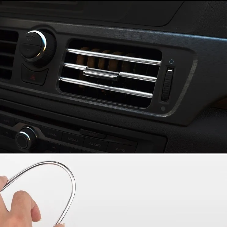SSU#1 Car Styling Mouldings Interior Parts Plating Bright Chrome Silver Clip Universal Conditioning Air Outlet Decorative Strip SSU#1 Car Styling Mouldings Interior Parts Plating Bright Chrome Silver Clip Universal Conditioning Air Outlet Decorative Strip