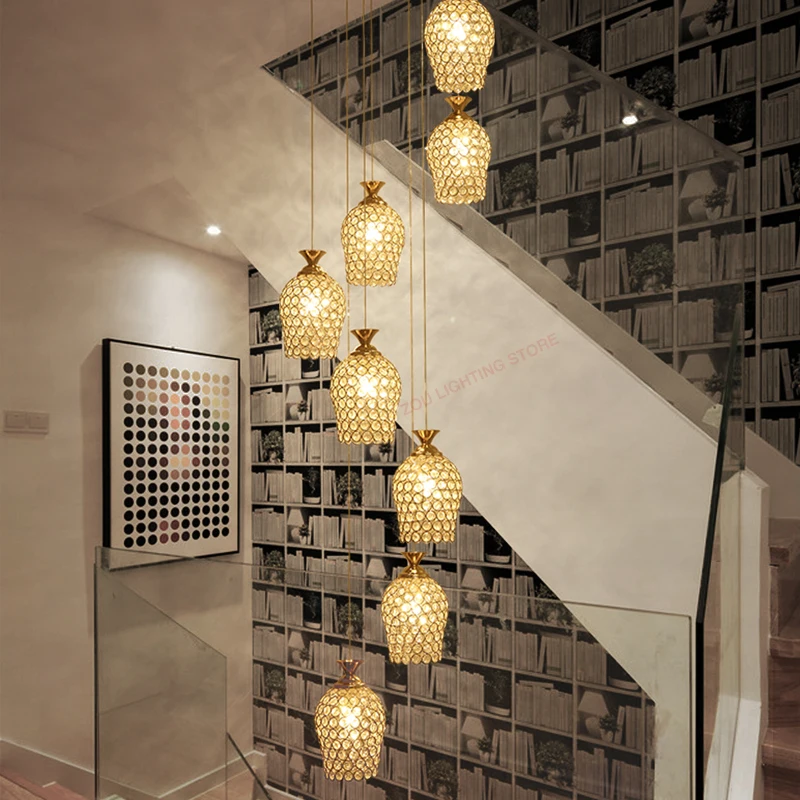 

Modern Nordic LED chandelier.Double staircase chandelier.Living room dining room chandelier.Creative home decorative lights