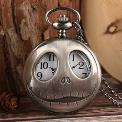 Полый дисплей карманные часы кварцевые Ретро серый/Бронзовый кулон часы Кошмар перед Рождеством ожерелье часы подарки для детей