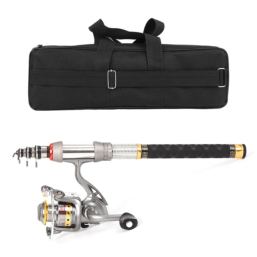 ليو تلسكوبي الصيد قضيب و بكرة كومبو يشبع عدة الغزل الصيد بكرة والعتاد المنظم القطب مجموعة