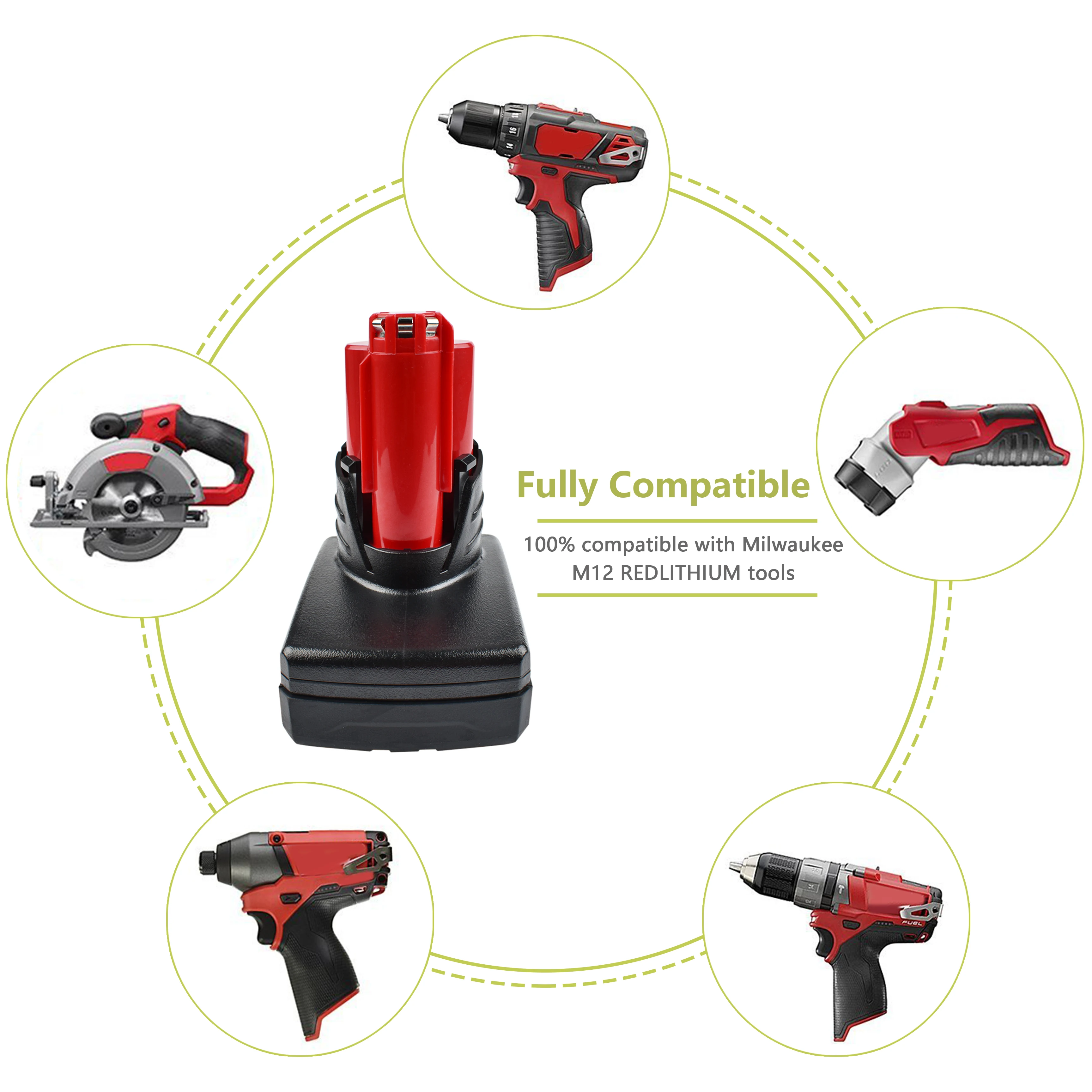 Литий ионный аккумулятор Bonacell 6000 мАч 12 В для электроинструмента Сменный Milwaukee M12