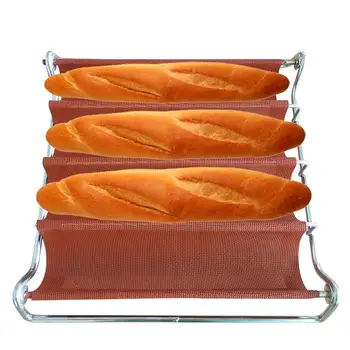 

Bluedrop silicone baguette bread form french rread tray oblong loaf molds for homemade toaster oven 29X30CM