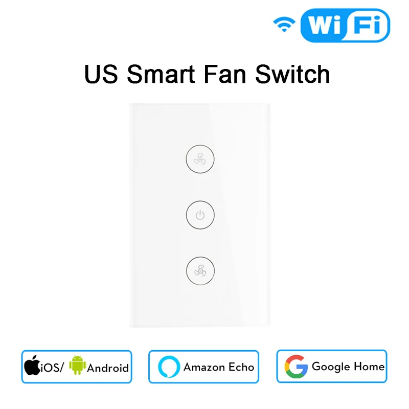 OPQ-US Wifi умный потолочный вентилятор переключатель приложение удаленный таймер и контроль скорости Совместимость с Alexa и Google Home не требуется концентратор