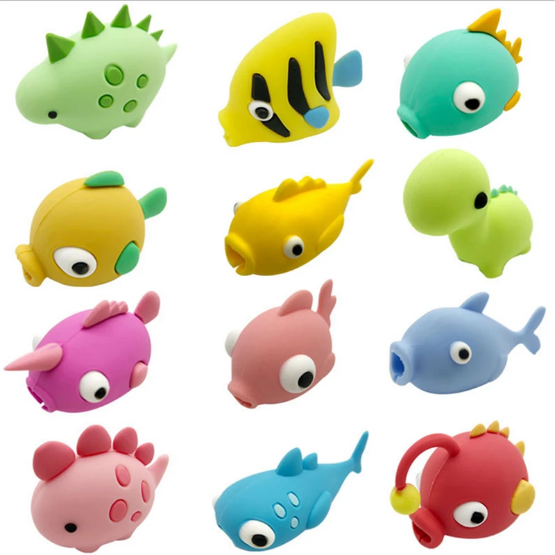 

1pcs kawaii Cable Bite Animal for iphone Protector Shaped Winder Dog Bite Phone Accessory Prank Toy Funny