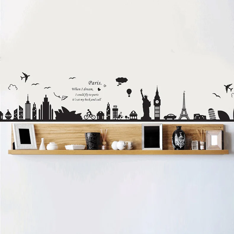

European Building Removable Wall Sticker Bedroom Sofa Backgound Decoration Wall Poster Wallpaper WXV Sale