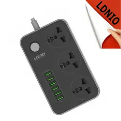 LDNIO электрическая розетка расширение мощность полосы ЕС Plug с 3.4A 6 USB зарядное устройство адаптер 3 AC выход Surge защиты переключатель дома