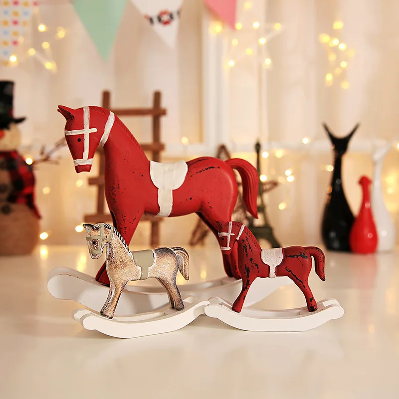 

Christmas Wooden Trojan Horse Christmas Decoration For Home New Year Gift Office Tabletop Creative Decoration