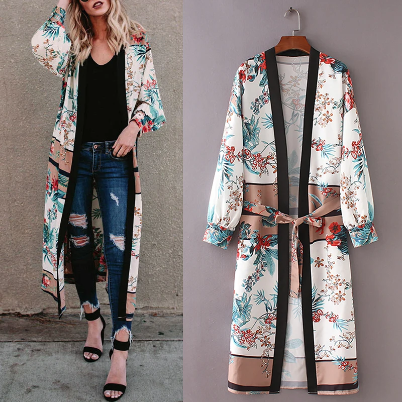

Women Floral Printed Loose Shawl Kimono Cardigan Top Cover Up Shirt Blouse New