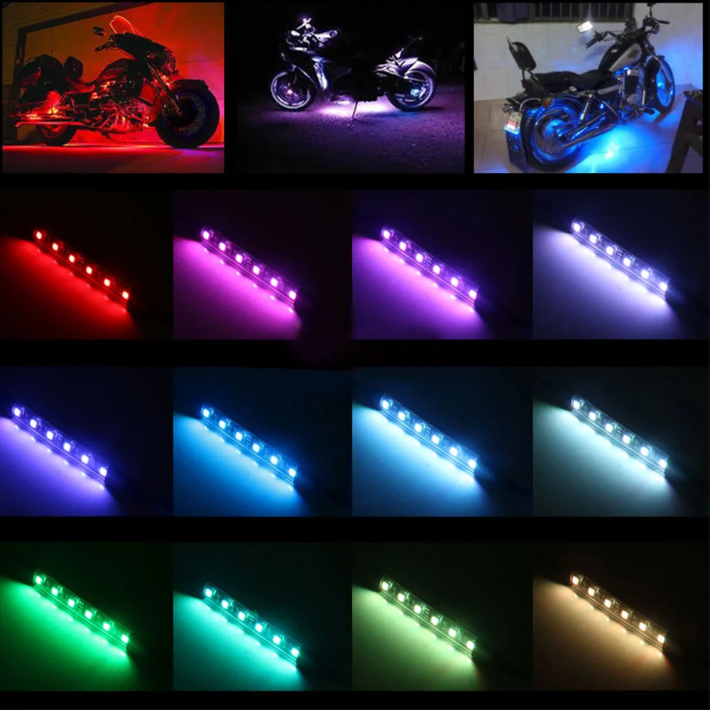 10 шт. 12 В DC Универсальный мотоциклетный автомобильный Стайлинг 5050 RGB светодиодный