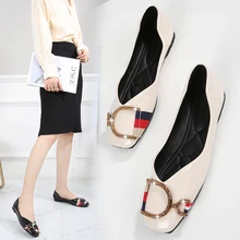 Круглый носок Женская обувь на плоской подошве большой Размеры модная обувь с пряжкой Повседневное балетки женская обувь Высокое качество