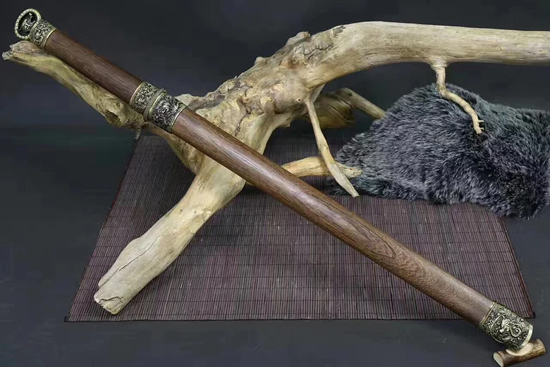 

Chinese Sword Straight Blade Damascus Folded Steel&clay tempered Blade handmade Japanese Samurai sword Katana