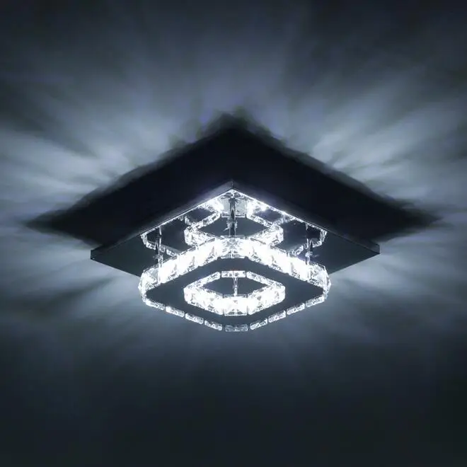 

Modern minimalist creative LED stainless steel ceiling lamps home deco square warm white crystal ceiling light fixture 110-240V