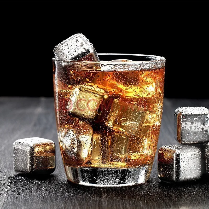 

4/6/8 Pcs Reusable Stainless Steel Whiskey Stones Rocks Food Grade Ice Cubes Beer Cooler Candy Bar KTV Supplies