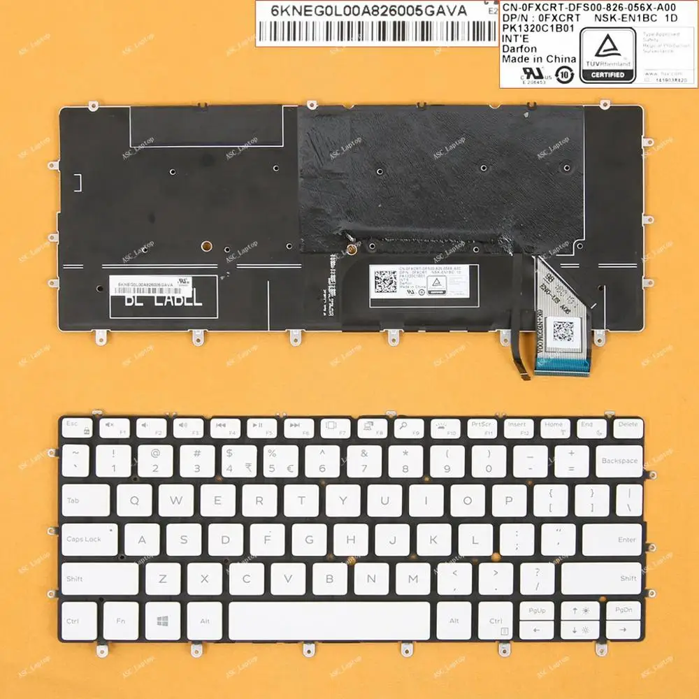 New US English QWERTY Keyboard for Dell XPS 13 9370 Laptop BACKLIT Without Frame White 0K2NCP WIN8 | Компьютеры и офис