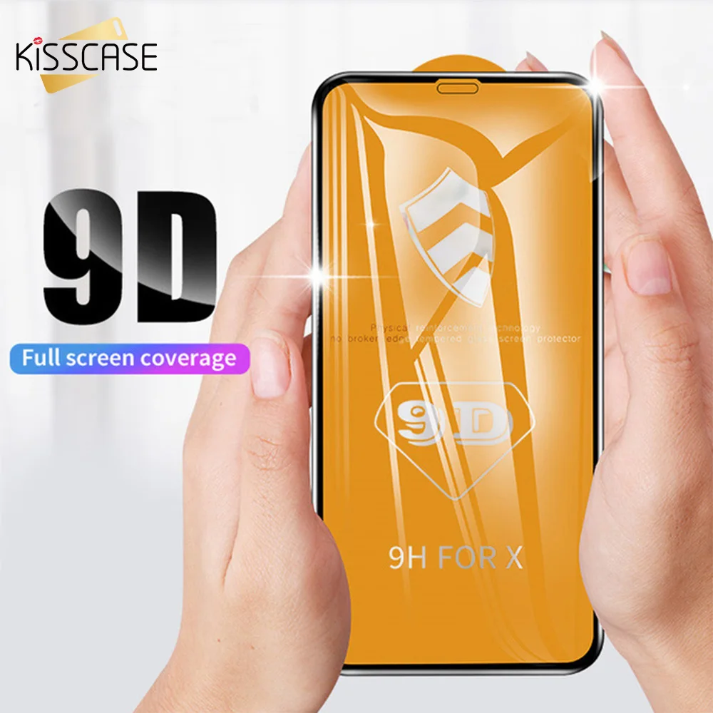 

KISSCASE Protective Glass Tempered GlassFor iPhone 6S 6 7 8 Plus Front Film 5D Curved Screen Protector For iPhone X XR XS Max