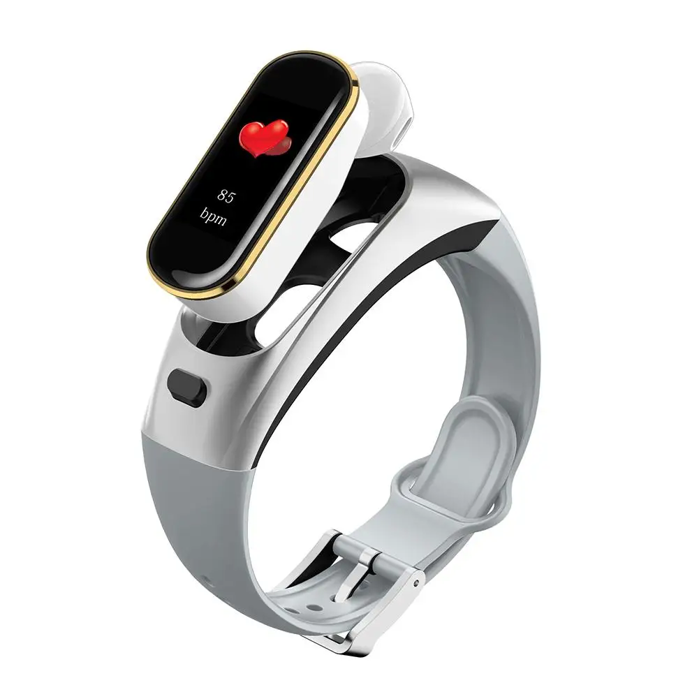 

Smart Bracelet Fitness Tracker Color Touch Screen 2-in-1 Heart Rate Blood Pressure Monitoring Caller Bluetooth Headset Bracelet