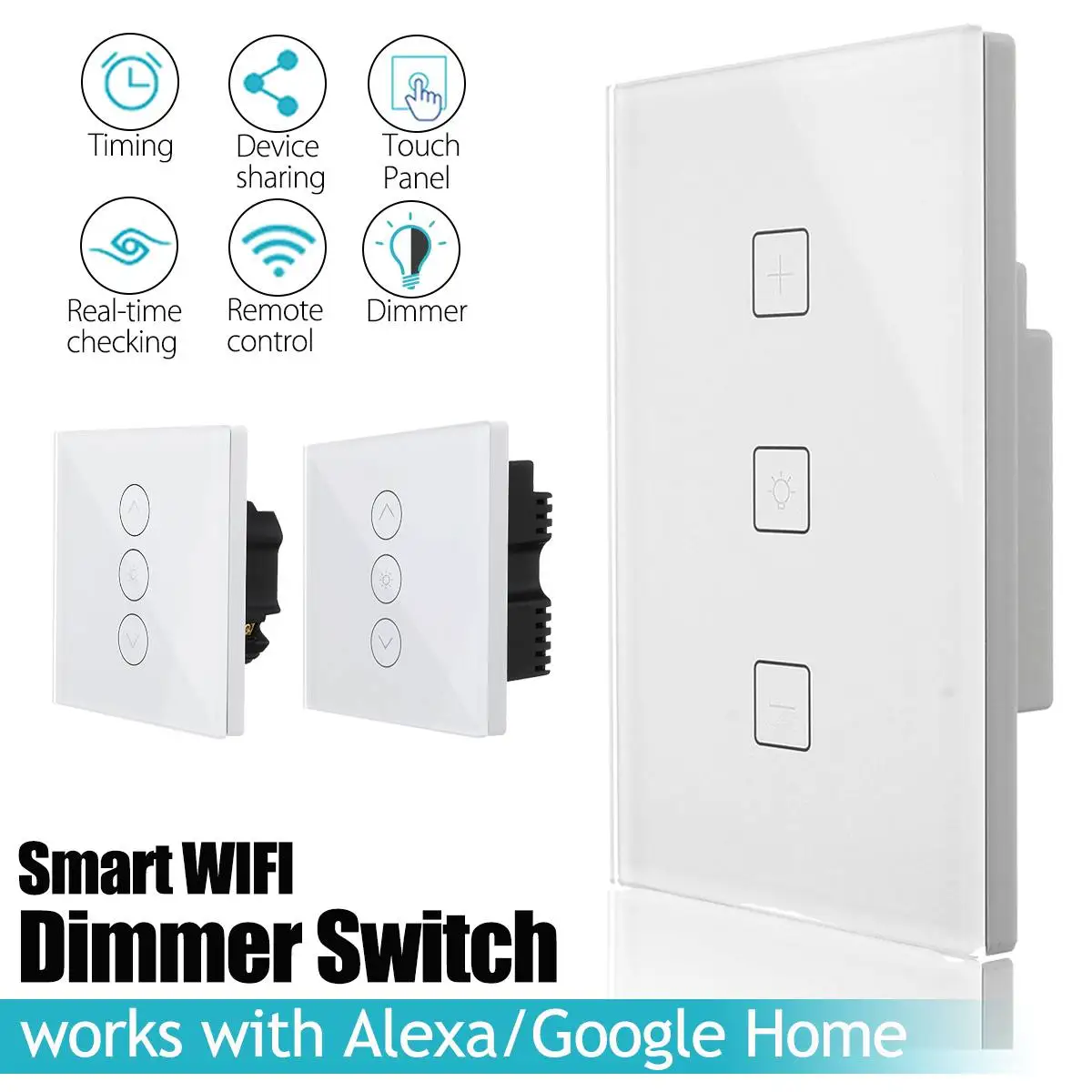 

UK Plug Wireless WiFi Smart Light Dimmer In Wall Power Switch APP Touchs Control Remote Light Switch Work with Alexa Google