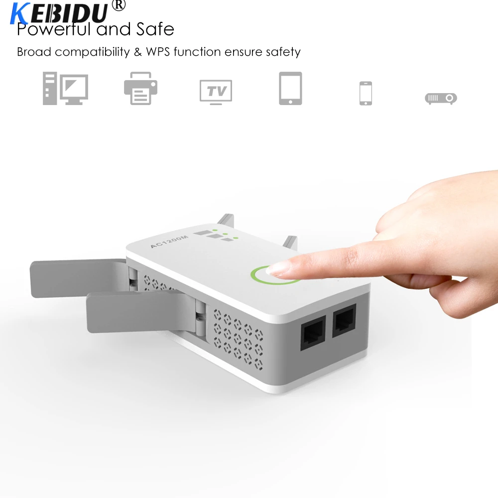 

KEBIDU 1200Mbps 2.4GHz 5GHz Dual Band AP Wireless Wifi Repeater Range AC Extender Repeater Router WPS With 4 External Antennas