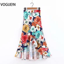 VOGUEIN новые женские летние цветной принт с цветочным рисунком Асимметричная пляжная миди юбка оптом