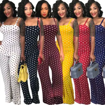

Sexy Women Sleeveless Dot Jumpsuit Romper 2018 New Summer Playsuit Clubwear Wide Leg Trousers Bodycon Clothes Outfit S-3XL