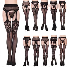 2020 recém-feminino meias de renda superior coxa-highs meias liga cinto conjunto de suspensórios lingerie feminina calcinha sexy liga cinto