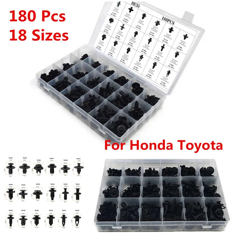 

180pcs 18 dimensions automotive rivets assortment kit Tool Set for Honda Toyota