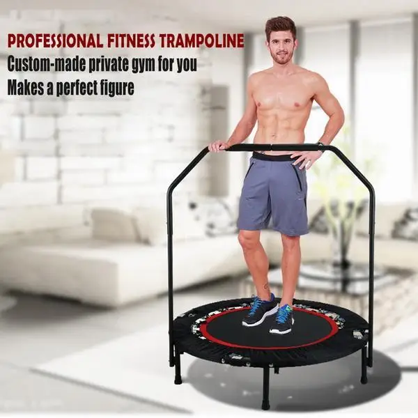 

New 40 Inch Mini Folding Trampoline Fitness Workout Rebounder Children Trampoline for kids with Adjustable Handrail Angle