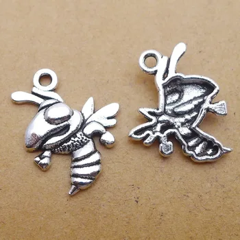 

200pcs Exquisite bee insect Popular in Europe America charms pendants 22*17mm Antique silver Handmade accessories craft Jewelry