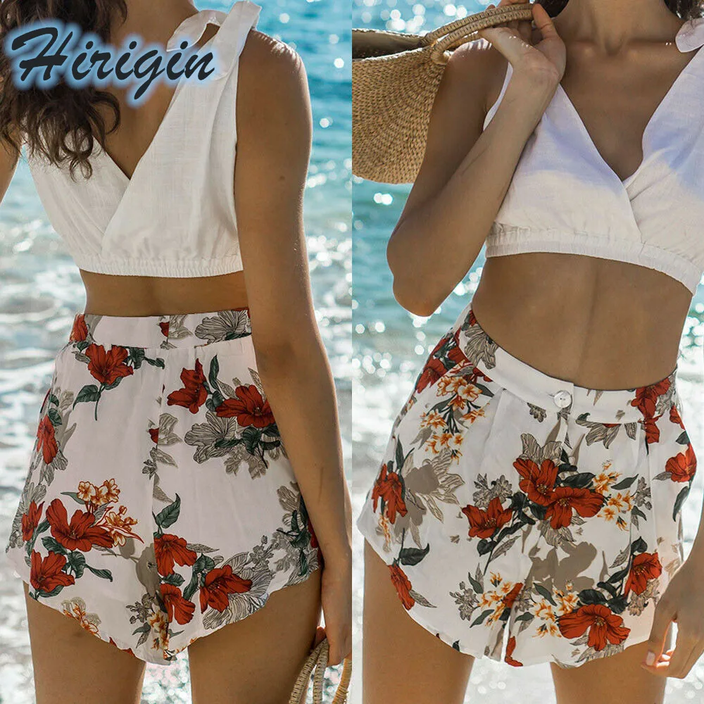 

Summer Women Shorts 2019 New Summer Women Casual Button Fly High Waist Loose Floral Printed Hot Shorts
