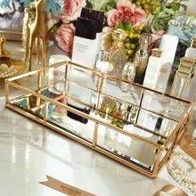 Зеркало для домашнего интерьера Золотой креативный декорированный поднос гостиная декорация Кованое железо пластина