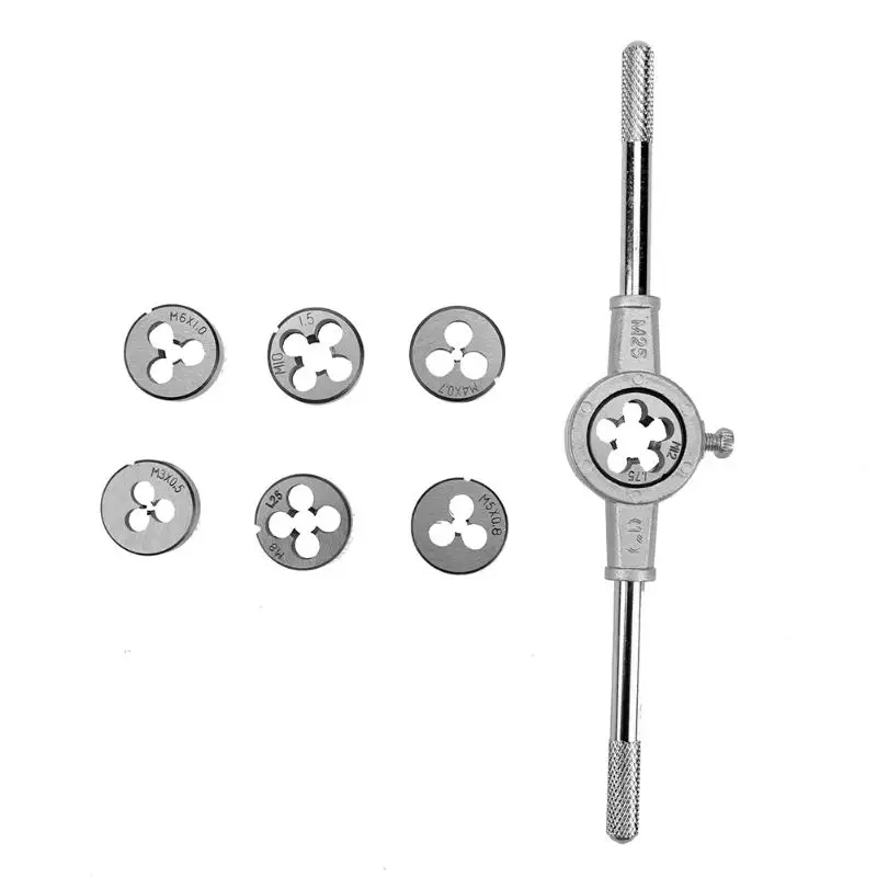

8pcs/set Wrench Hss Tap Die Straight Flute Hand Tap Wrench Holder M3-M12 with Wrench Hss Tap Die Set Car Motorcycle Repair Tools
