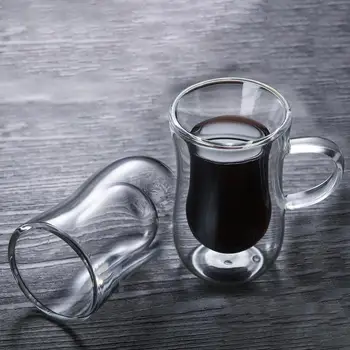 

AUGKUN 1PC 2PCS Double-layer Coffee Glass Cup 80ML Heat-resistant for Tea Coffee Latte 100% Handmade Exquisite Cup Glass Cup
