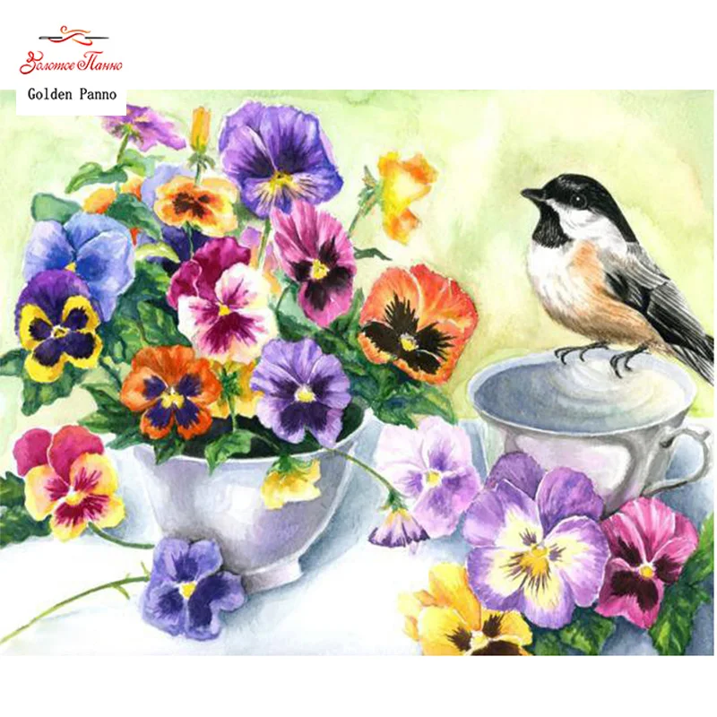 

GOLDEN PANNO Diamond Painting Full Square 5D Diy Daimond Embroidery Diamant Mosaic Sale rhinestones pictures Flowers 03