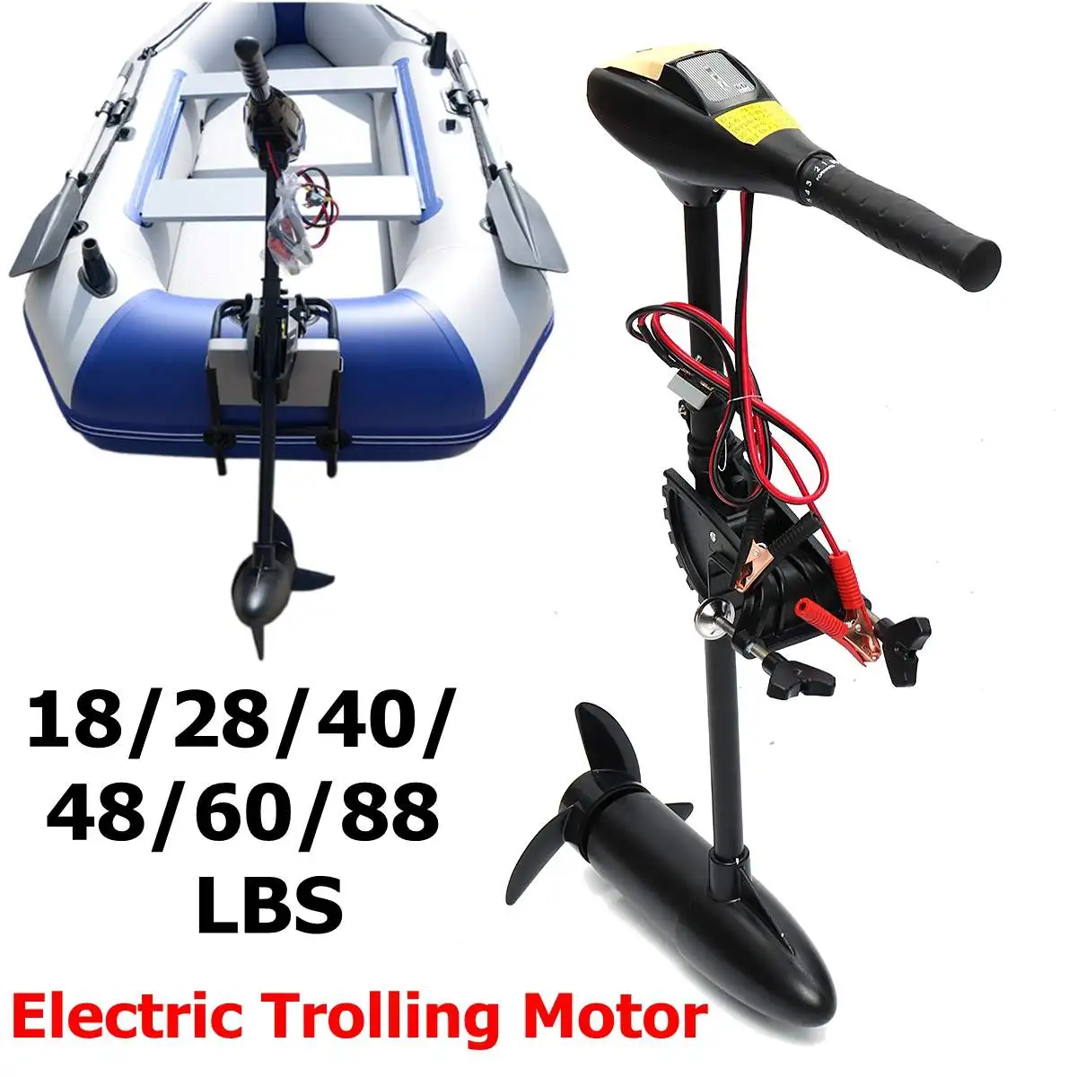 

DC 12V 18/28/40/48/60/88LBS Electric Trolling Motor Inflatable Boat Outboard Engine+