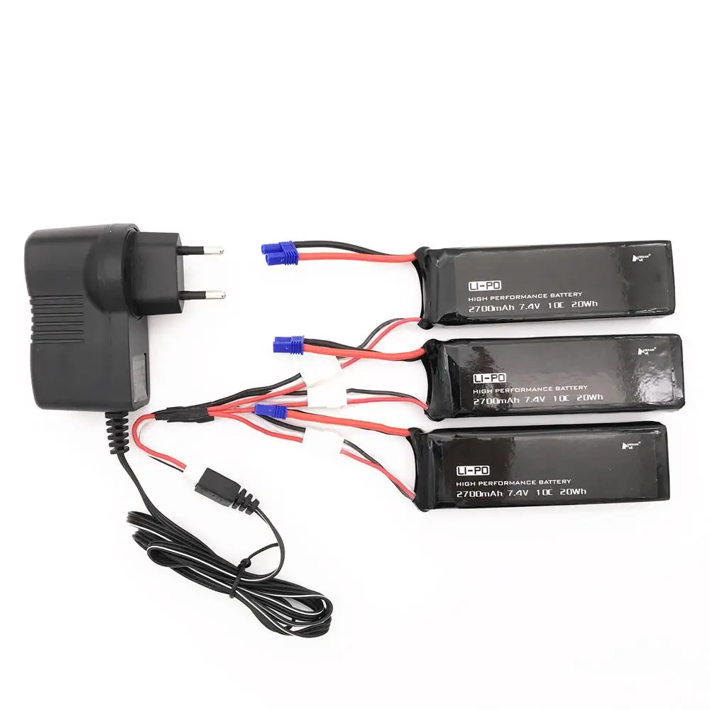 RCtown H501S батарея 7 4 V 2700mAh 10C для H501C X4 RC Quadcopter с кабелем 1 в 3 и USB зарядным