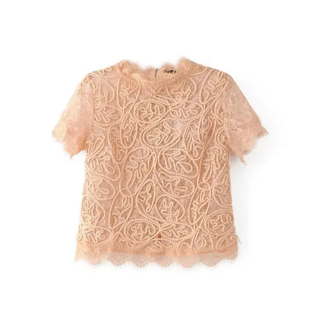 

Women Summer O Neck Lace Cotton Top Female Ladies Shirt Top Elegant Blouse