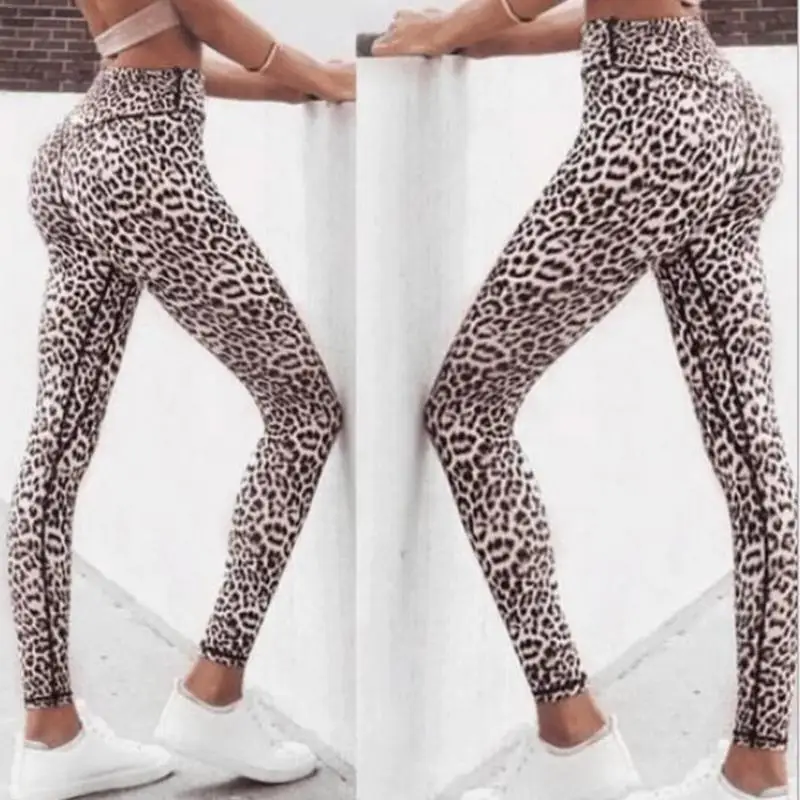

Outdoor Sexy Leopard Print Yoga Feet Pants Leggings Top Piecing Yoga Sports Fitness Clothing Set