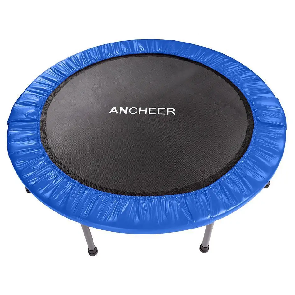 

38 Inch Mini Four Folding Trampoline Fitness Workout Rebounder Children Trampoline For Kids Adjustable Handrail Suit Ages 12+