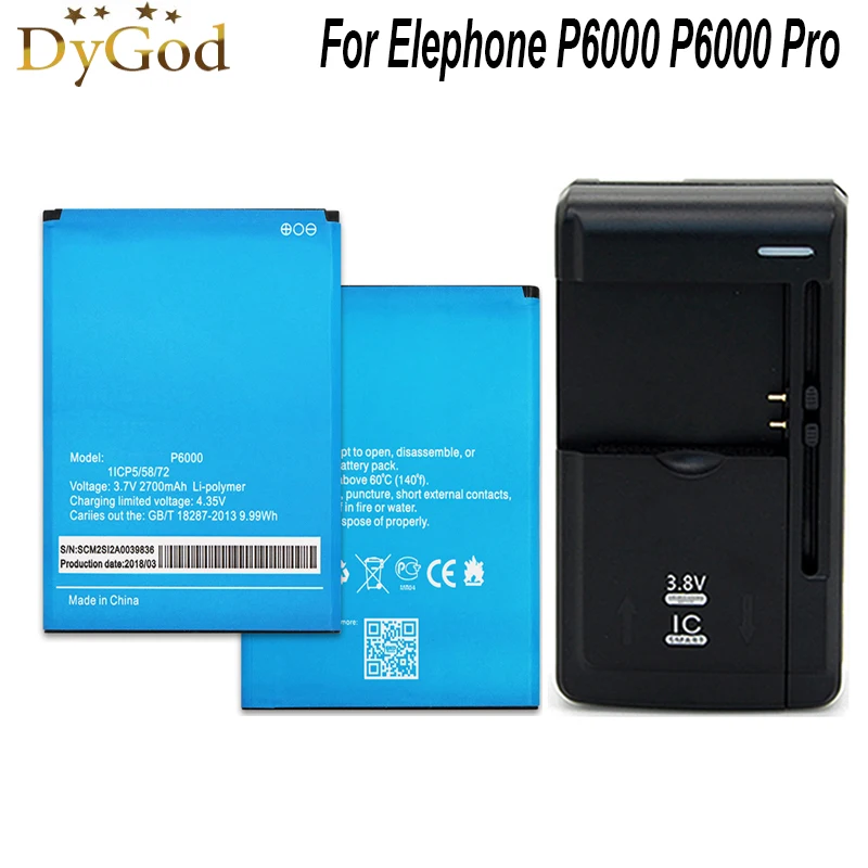 1LOT=1PC Universal Charger +2PCS 2700mAh For Elephone P6000 pro Battery Batterie Bateria Batterij Accumulator AKKU PIL | Мобильные