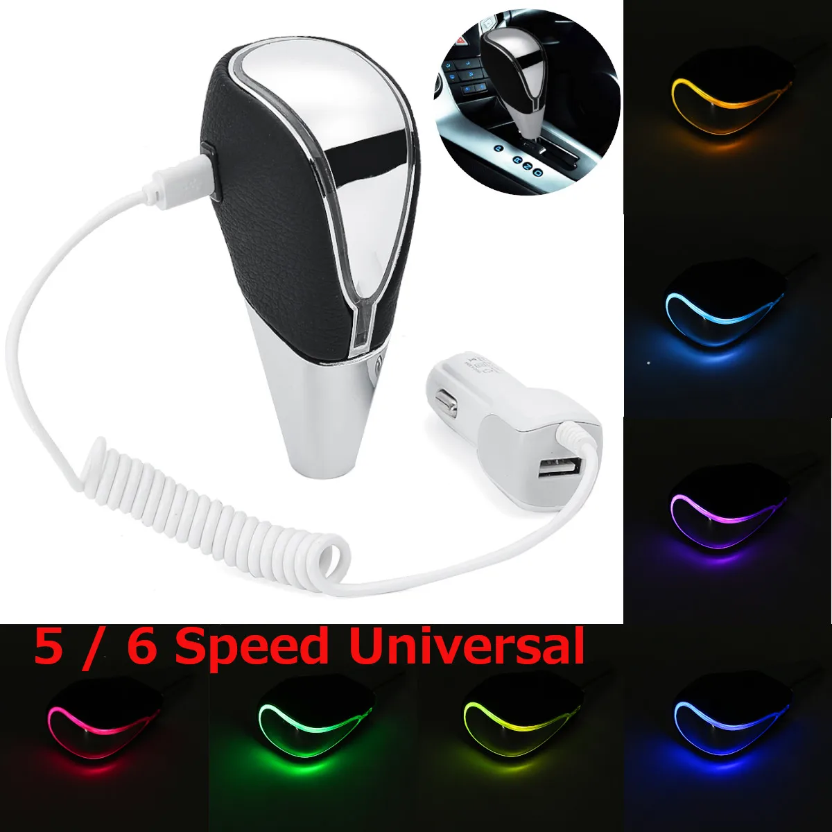 

Universal Car 5 Speed 6 Speed Gear Shift Knob Gear Shifter Activated Sensor Gear Shift Knobs Changeable Multi-Color LED Light